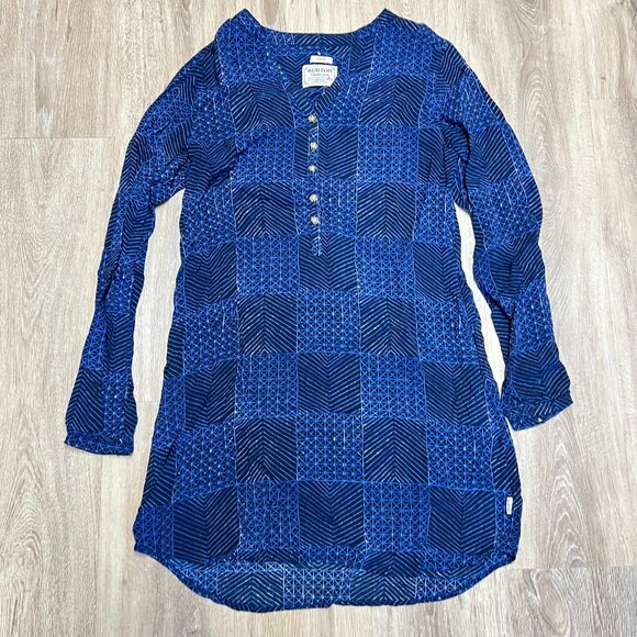 Burton Shirt Tunic Medium Geometric Blue - Picture 1 of 7
